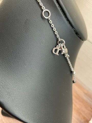 Dior Necklace - Shells Crystals & Trotter Drop Charm Silver