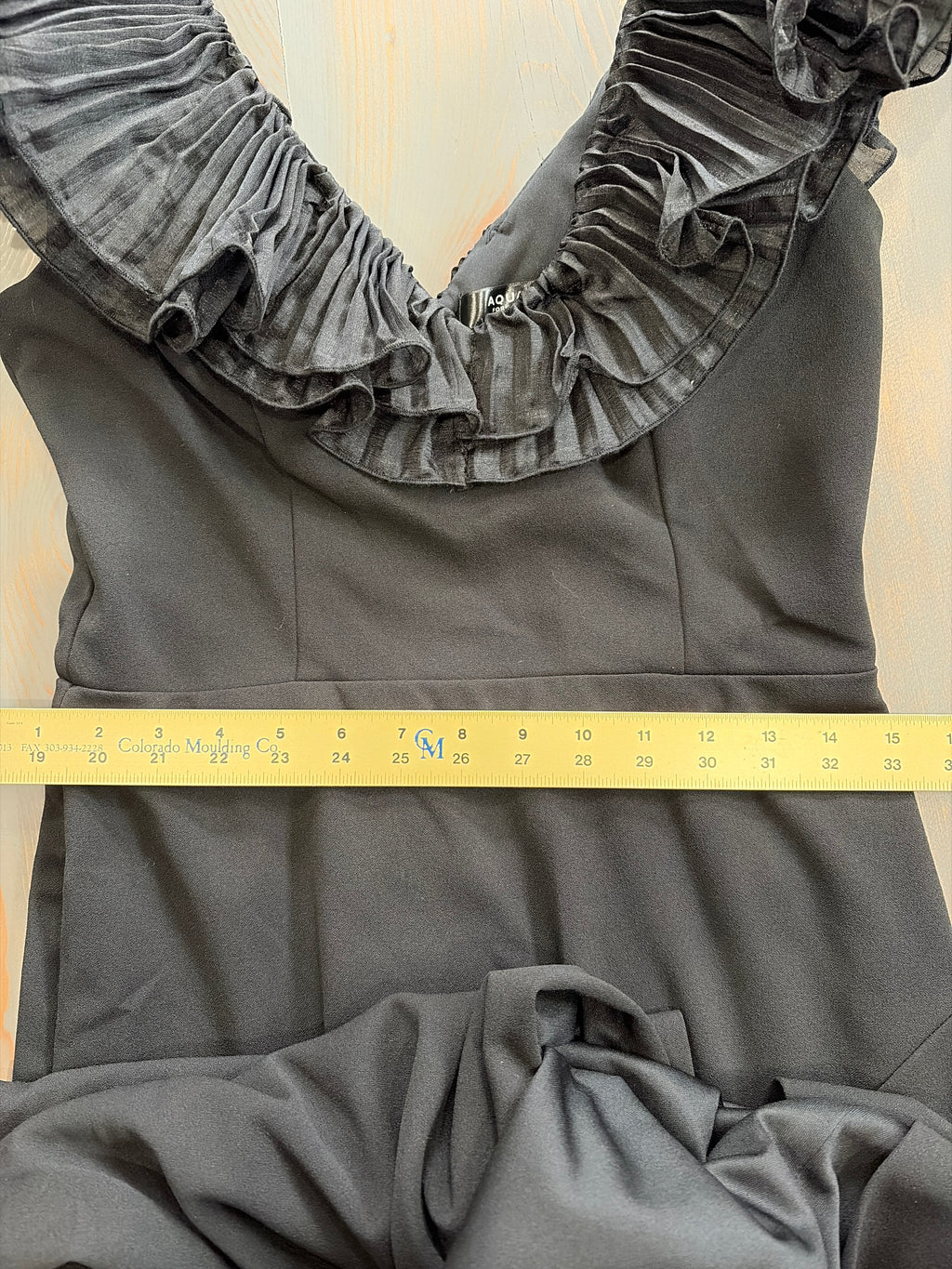 Aqua Long Scuba Crepe Organza Ruffle Gown - Size 8 - NWT