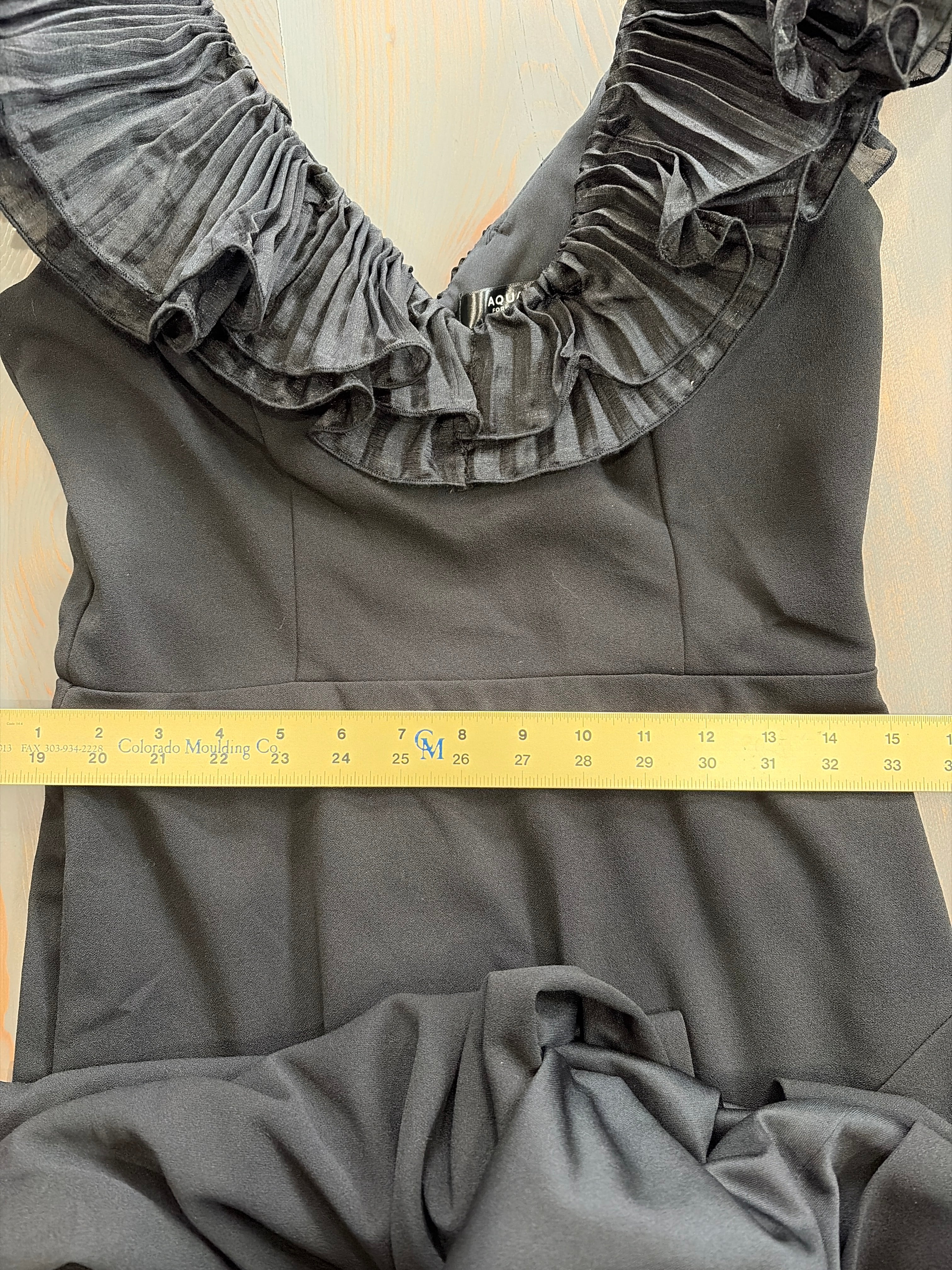 Aqua Long Scuba Crepe Organza Ruffle Gown - Size 8 - NWT