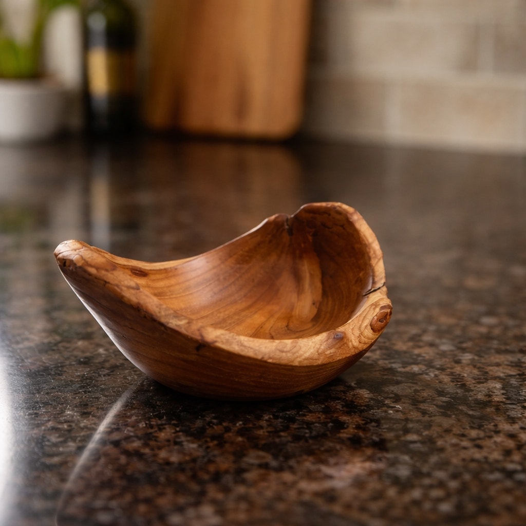 Live Edge Black Cherry Hand Turned Bowl, 7.5 x 5.5 x 2.5 in, food safe finish, rustic decor, functional gift