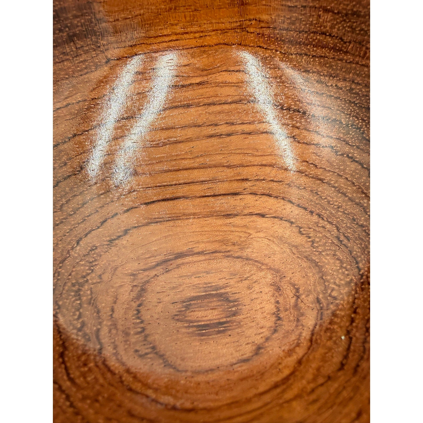 Small Bubinga Serving and Catchall Bowl, food safe finish, handmade woodturning, desk or entry dish, 5 x 1.75 in