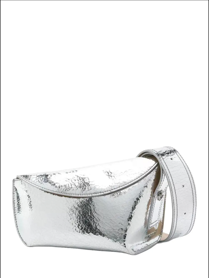 6590 - Alexander McQueen T-Bar Sling Bag Silver NWT