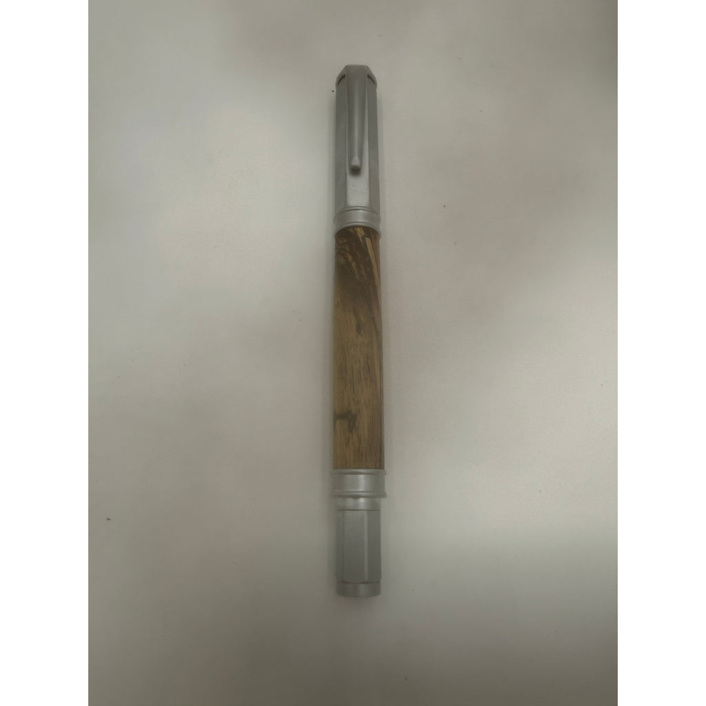 Vertex Fountain Pen in Spalted Tamarind, Hand Turned Barrel, Ink Pump, Cartridge, SKU 1469