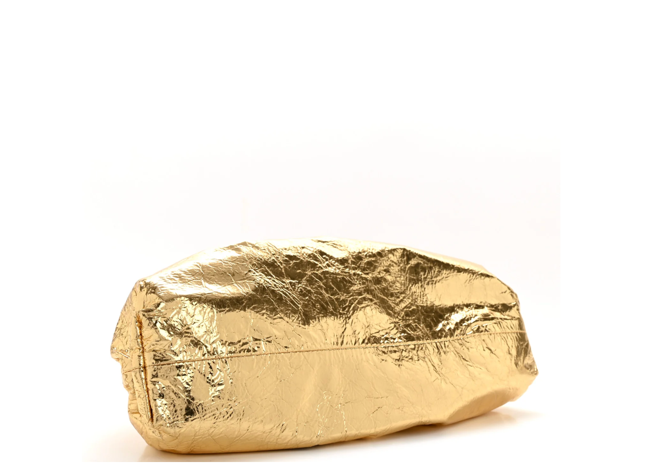 6851 - Bottega Veneta Metallic Crinkled Lambskin The Pouch Oversized Clutch - NWT