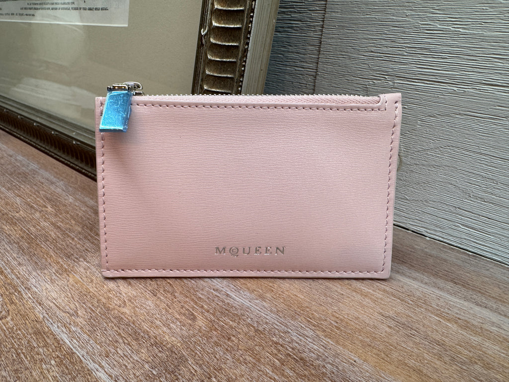 7454 - Alexander McQueen Zip-Top Card Holder in Pink - NWT