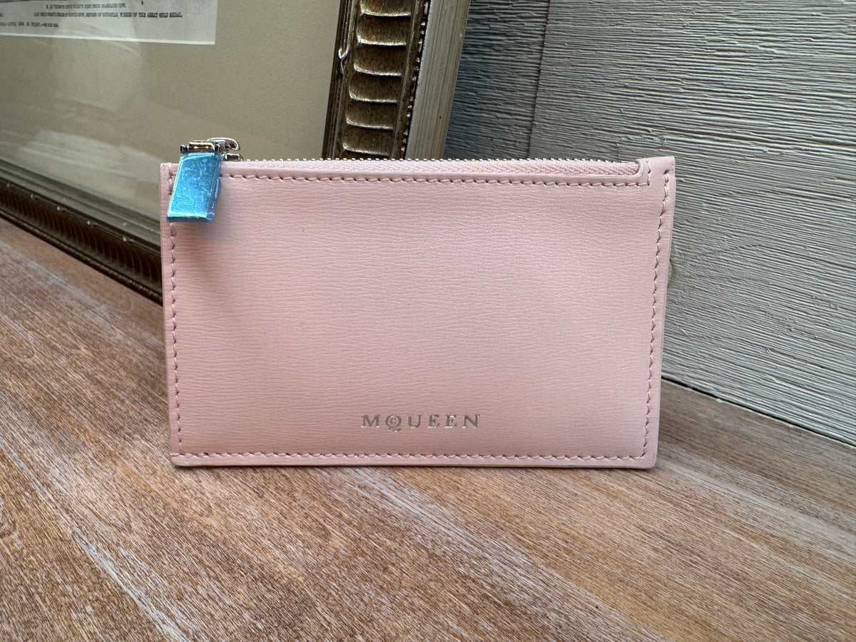 7454 - Alexander McQueen Zip-Top Card Holder in Pink - NWT