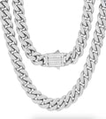 STEELTIME Thick Cuban Link Chain with Simulated Diamonds Clasp Necklace - New with Tags Retail $198