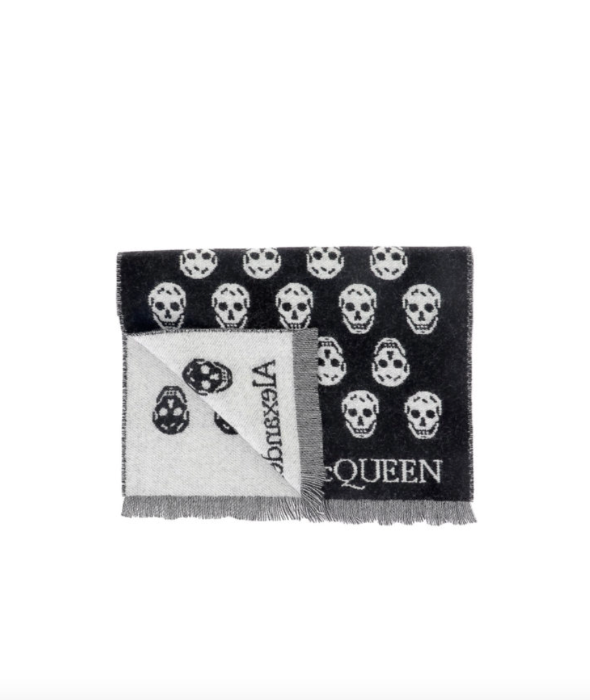 7420 - Skull Jacquard Wool Scarf - NWT