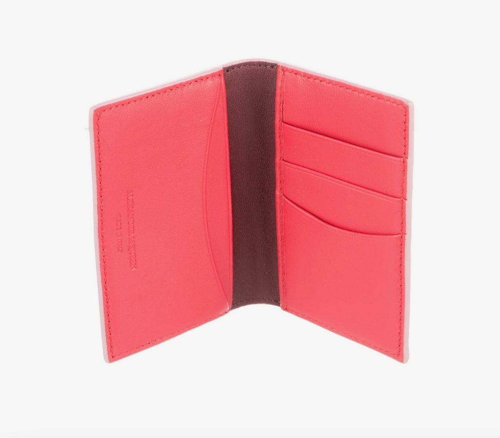 6632 - Alexander McQueen Pink Croc-embossed Bifold Card Holder