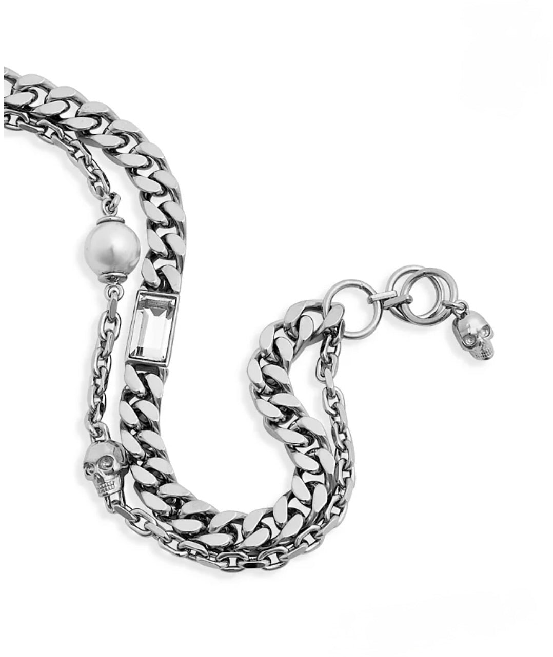 7381 - McQueen Skull & Cultured Freshwater Pearl Bracelet - New