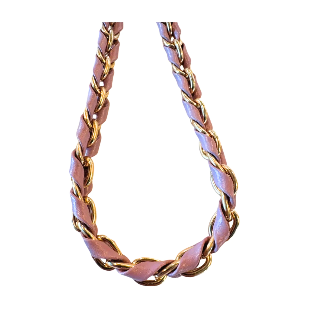 Pom Pom London Straps straps - Pink and White with Gold Hardware