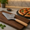 Maple Handle Pizza Cutter and Server Combo, stainless steel blade, hand turned wood, handcrafted kitchen tool, gift ready