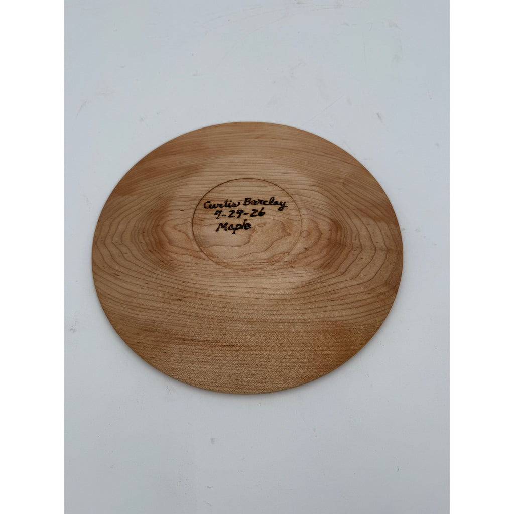 Hand Turned Maple Wood Platter, 10 Inch, Artisan Tableware, Rustic Kitchen Decor