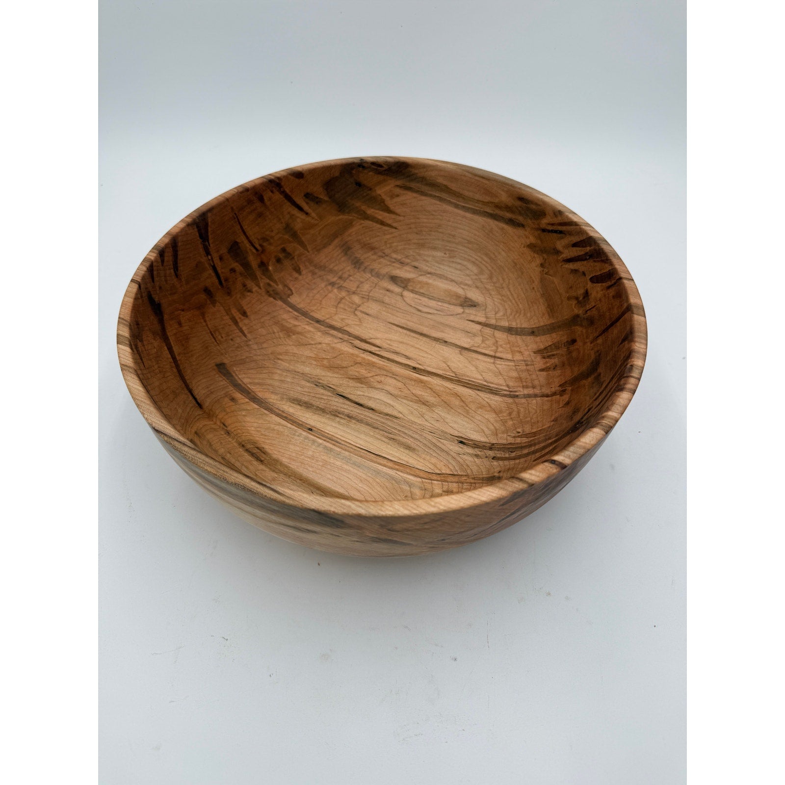 Hand Turned Ambrosia Maple Salad Bowl 12.75x4.5, hand crafted wood, food safe finish, heirloom kitchen serving