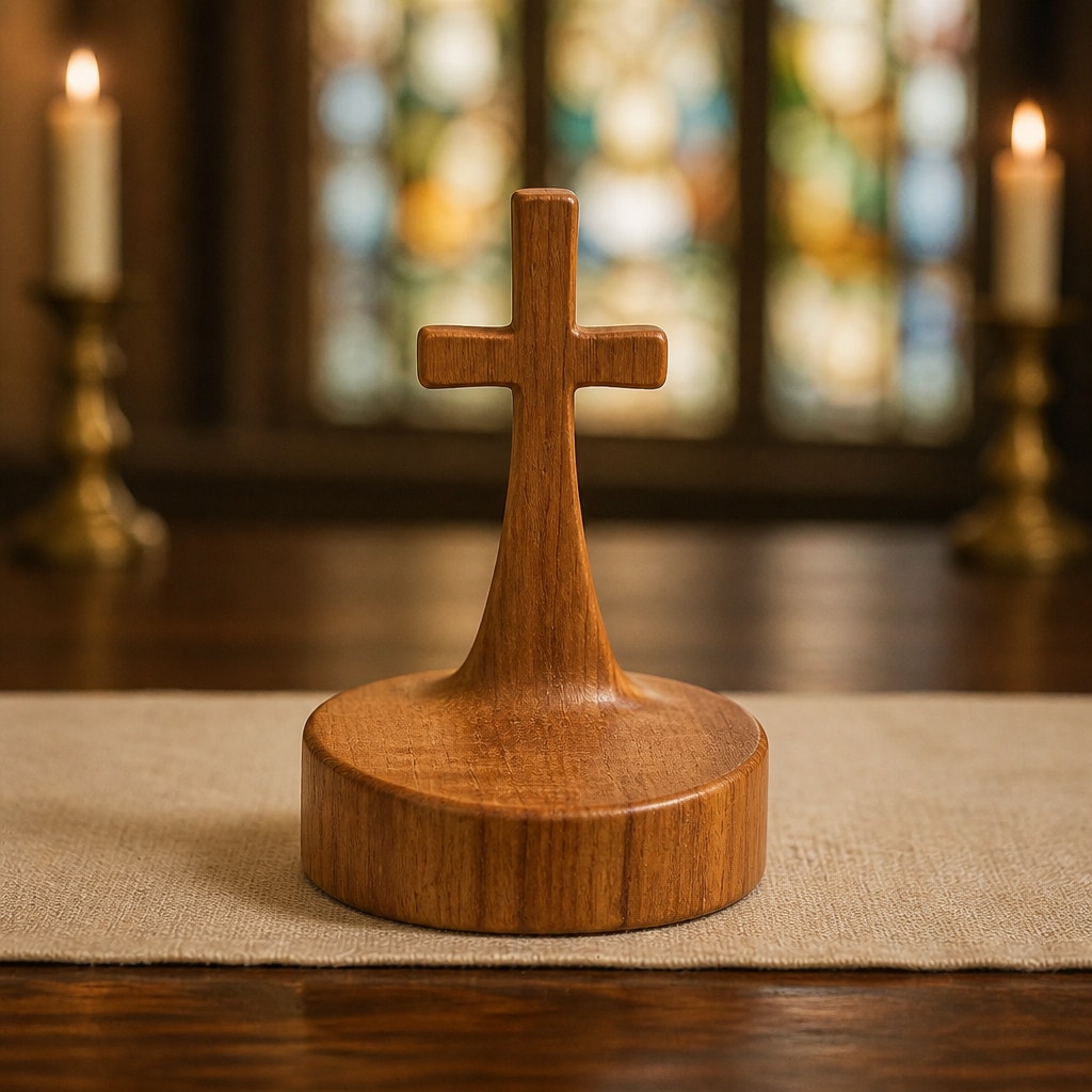 Handcrafted Honey Locust Wooden Cross Statue, solid wood, small tabletop decor, rustic log cross, handmade gift