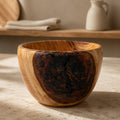 Hand Turned Cherry Wood Bowl with Live Edge, bark inclusion accent, from salvaged cherry log, 5.75" dia x 4.5" tall, hand crafted finish