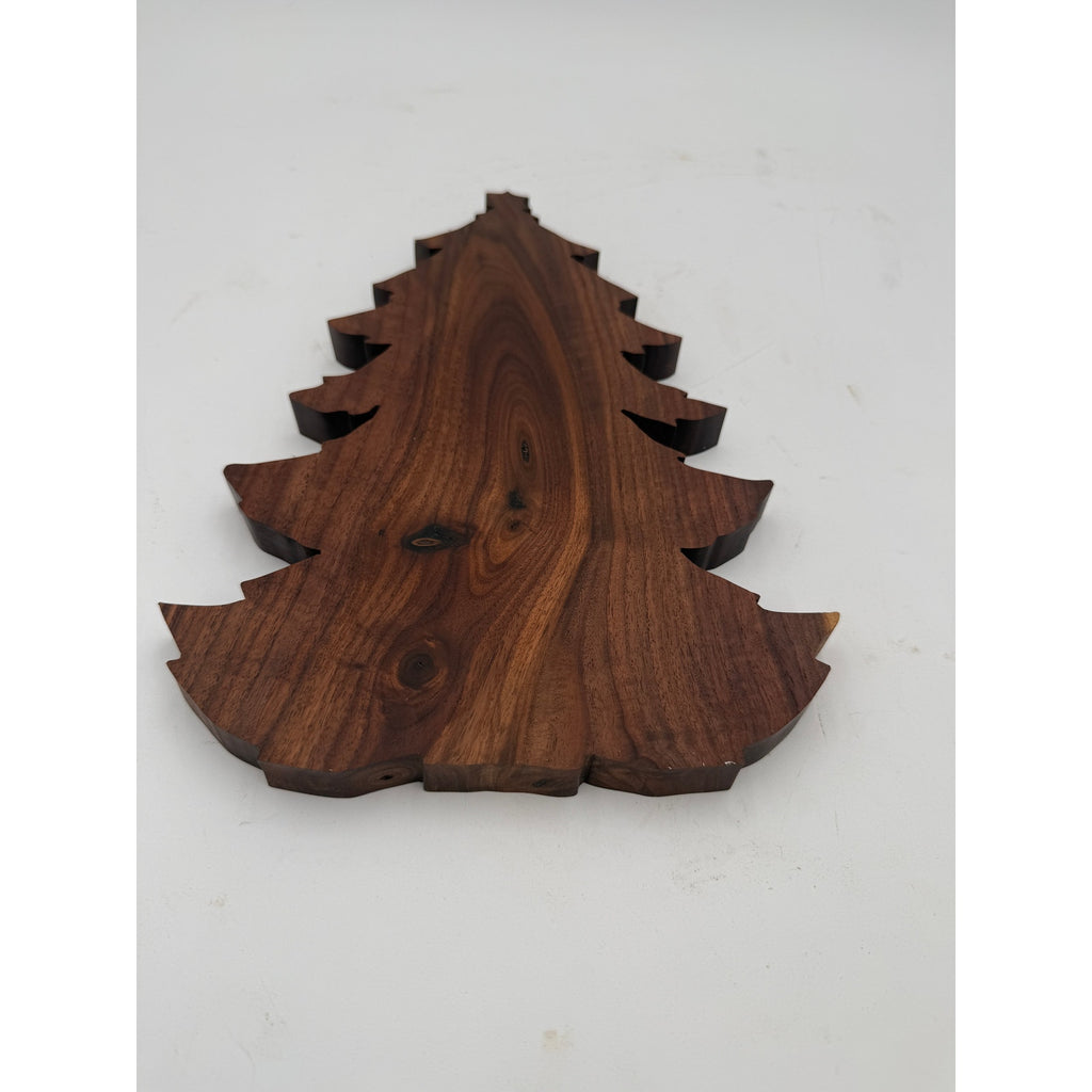 Christmas Tree Shaped Charcuterie Board, Walnut and Spalted Hickory, Hand Crafted, 12.5x8.5