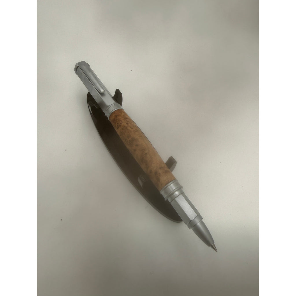 Vertex Fountain Pen in Spalted Tamarind, Hand Turned Barrel, Ink Pump, Cartridge, SKU 1469