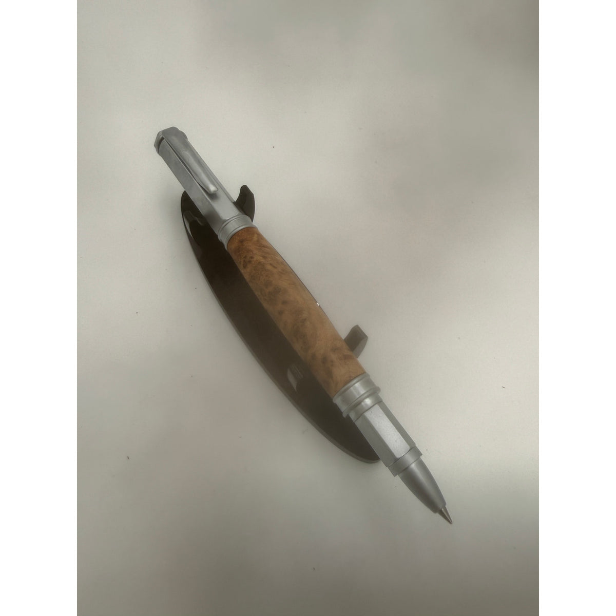 Vertex Fountain Pen in Spalted Tamarind, Hand Turned Barrel, Ink Pump, Cartridge, SKU 1469
