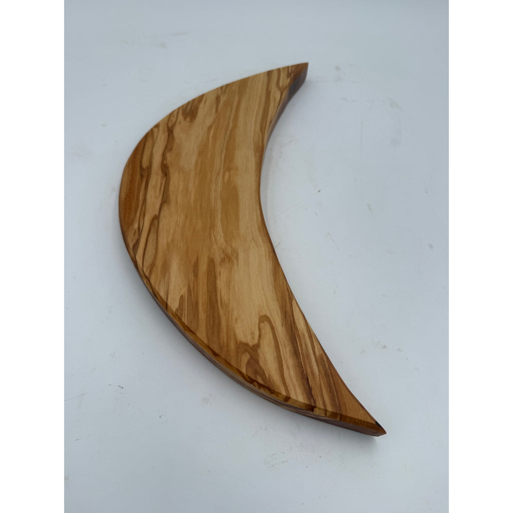 Italian Olive Wood Crescent Cheese Board, Hand Crafted, 15.5 x 5 x 1 Inch, Dense Hardwood