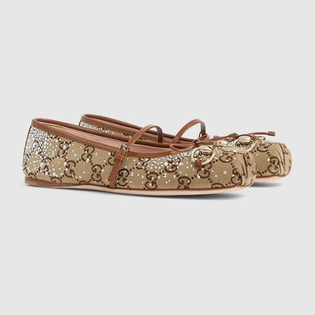 103963 - Gucci Crystal Horsebit Ballet Flats