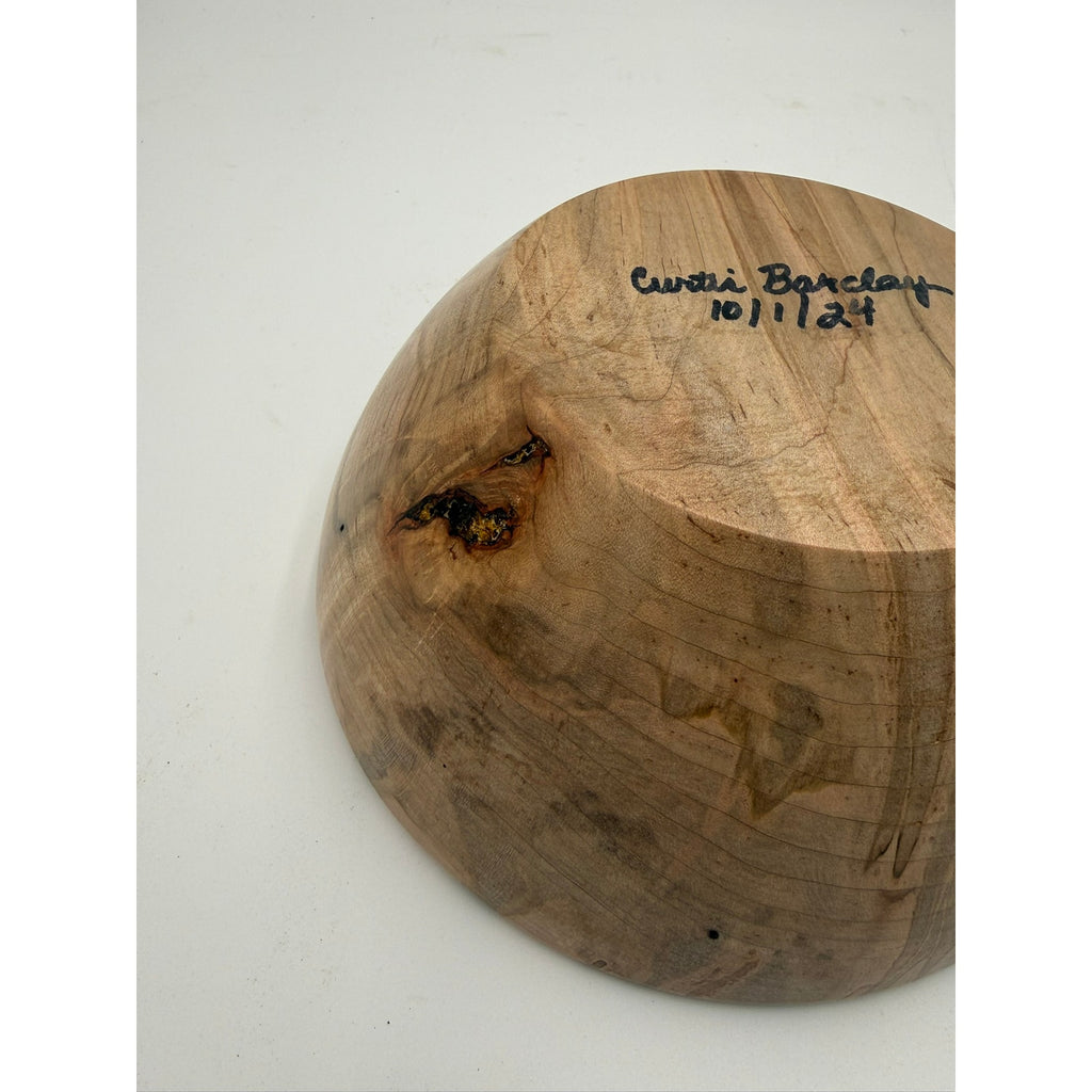 Ambrosia Maple Hand Turned Wood Bowl, 8.75 x 3.5, food safe finish, functional salad or fruit serving, decorative centerpiece