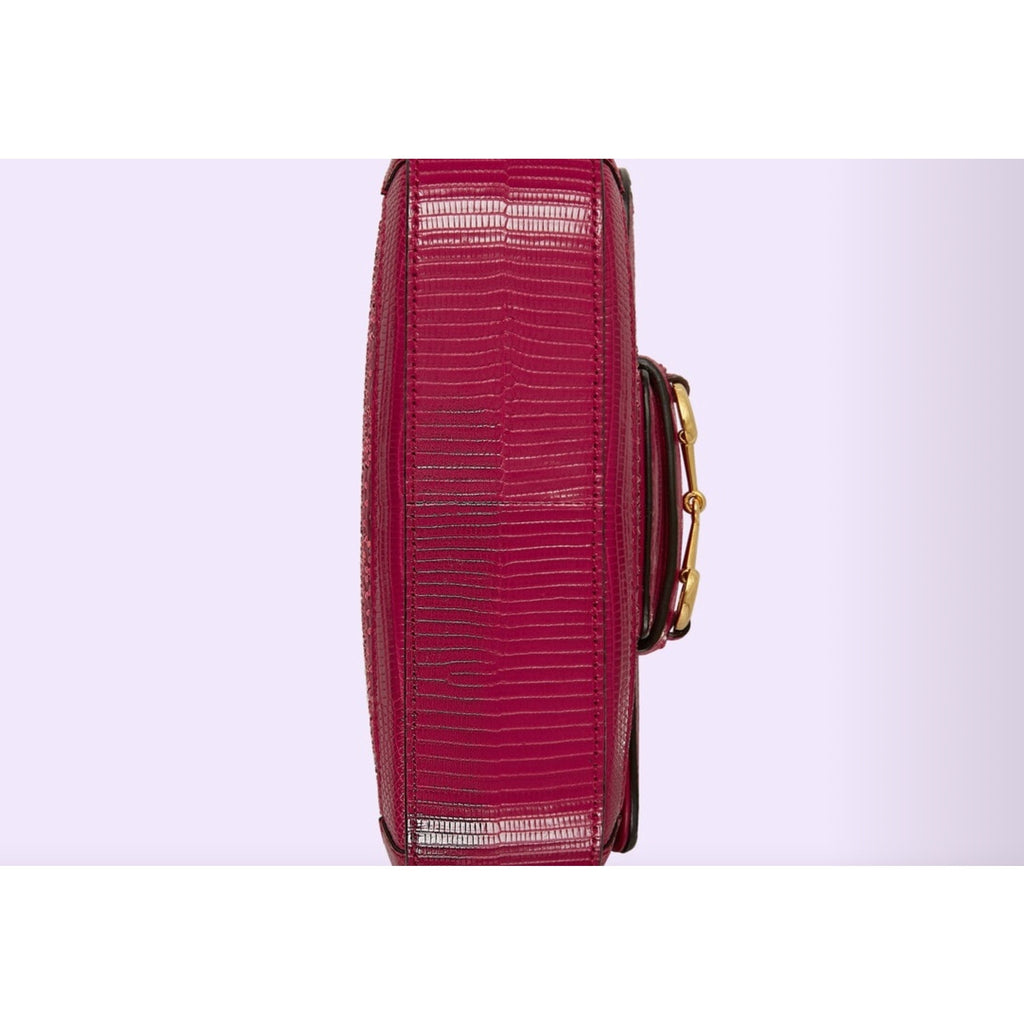 Gucci Mini 1955 Horsebit Pink Lizard Leather & Crystal Bag EXOTIC NIB
