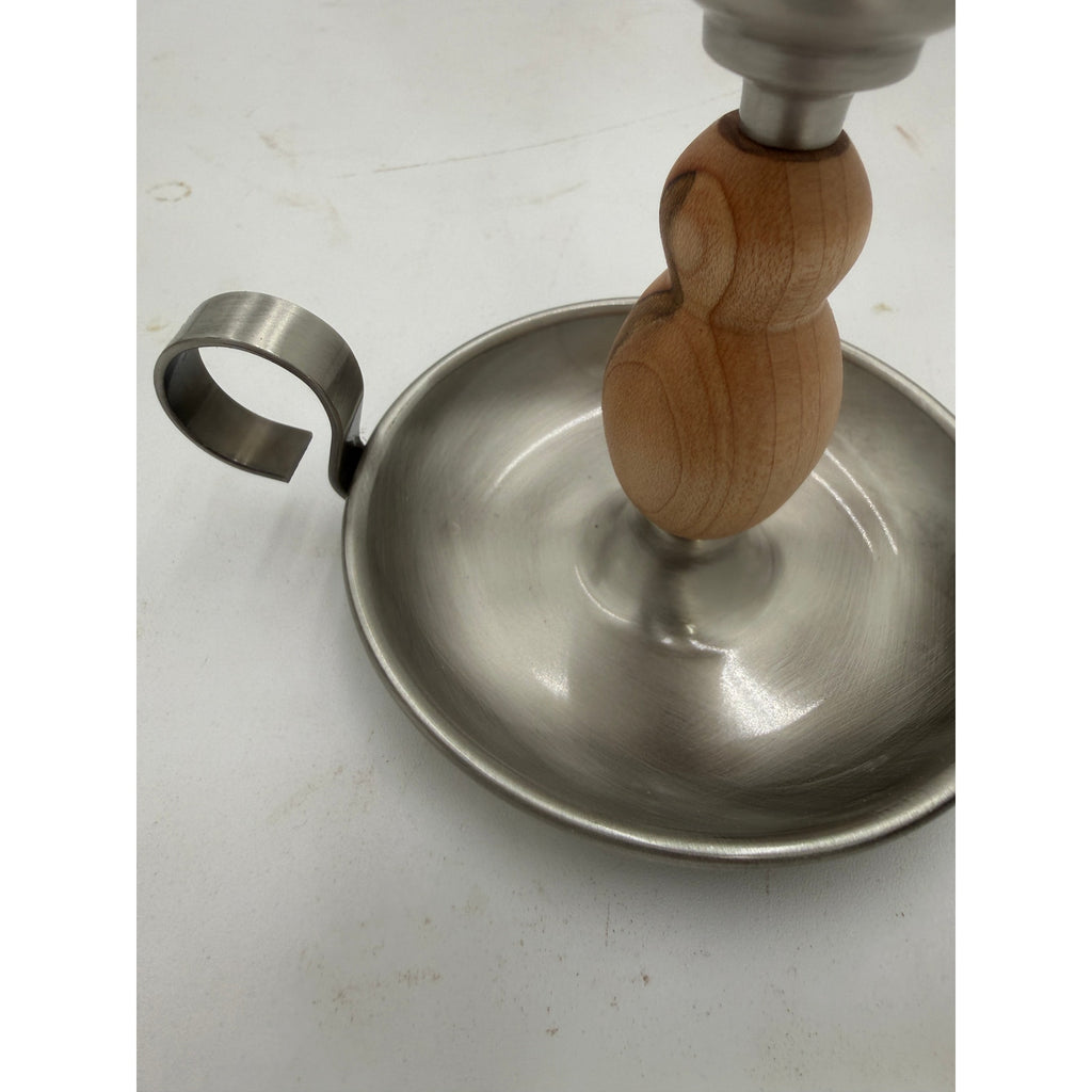 Hand Turned Wood Candle Holder, Brushed Satin Finish, 4 x 4 Inch, Hand Crafted