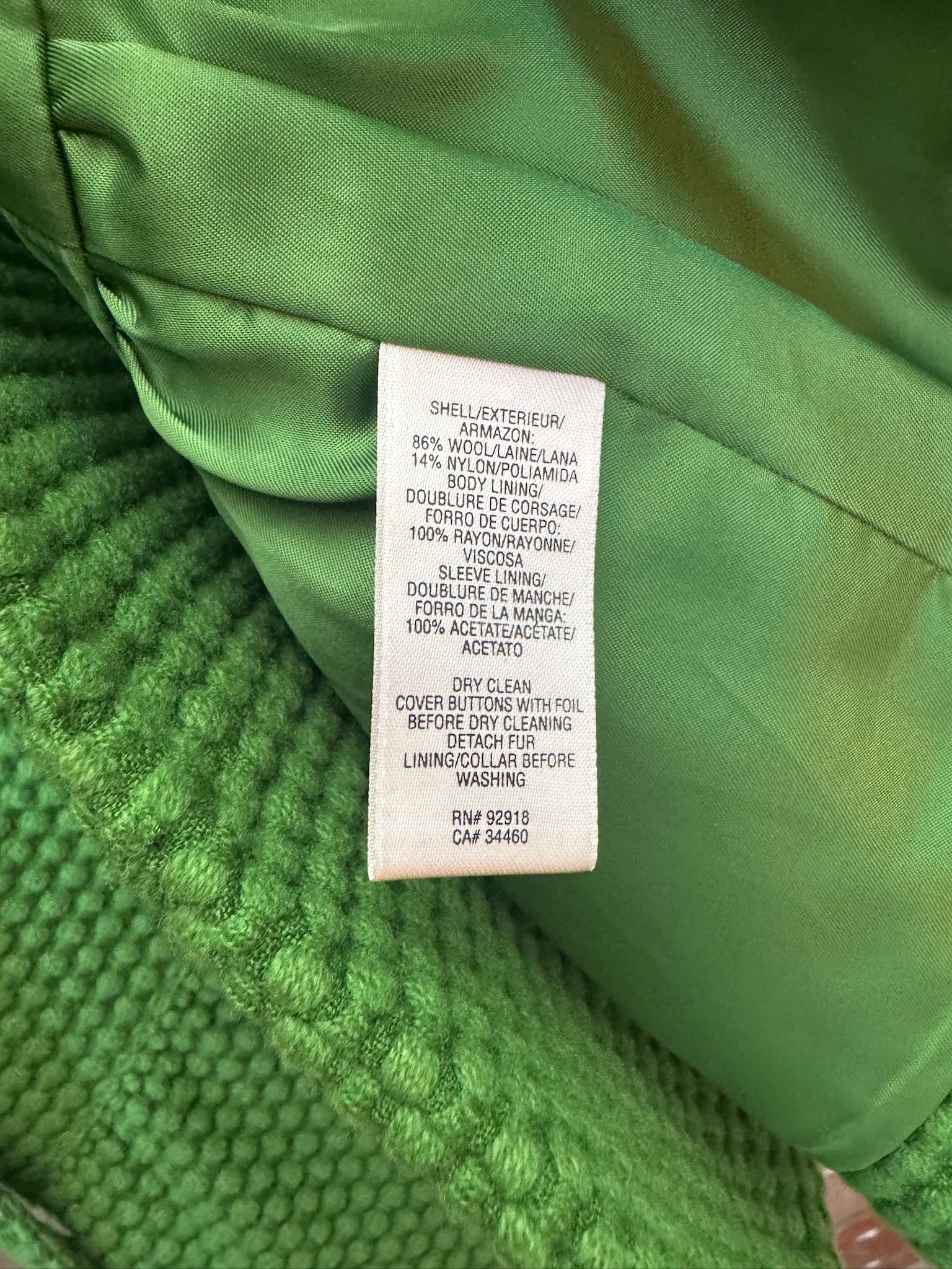 Juicy Couture Green Boucle Fur Collar Jacket - Y2K - Size M