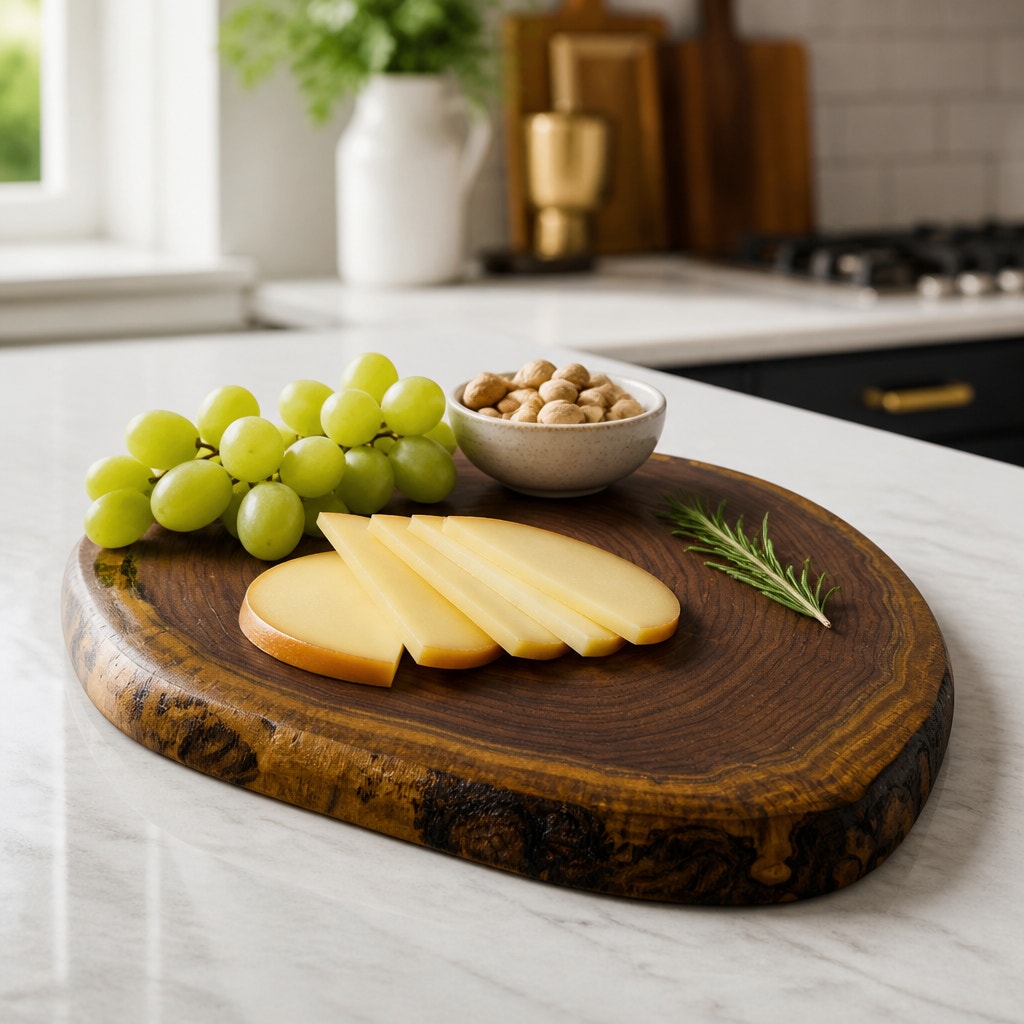 Live Edge Walnut Charcuterie Board Platter, end grain, 13.75 x 11.25 x 1 in, handcrafted, food safe finish