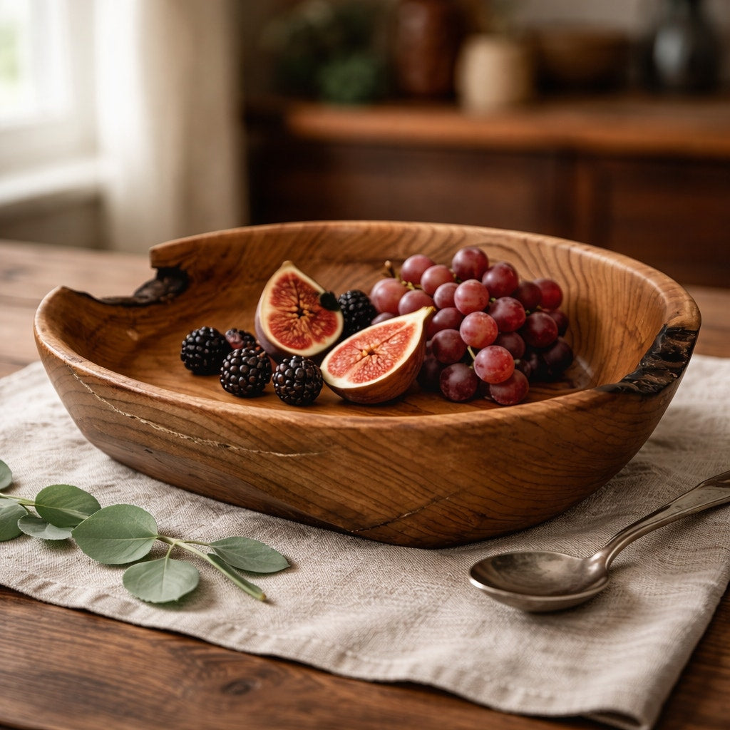 Hand Turned Cherry Wood Bowl, Live Edge, Natural Bark, Unique Handmade Bowl, Rustic Character, Decorative Bo