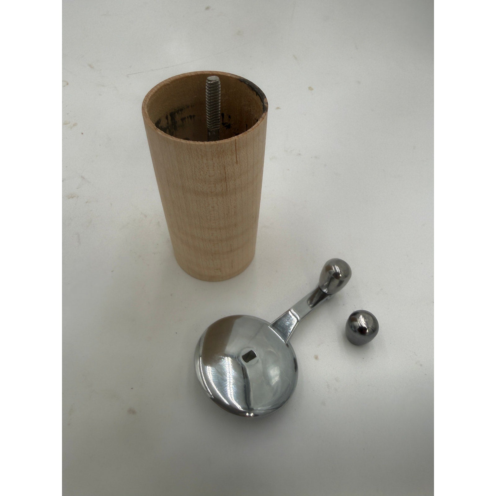 Hand Turned Maple Pepper Grinder, Stainless Steel, 1 5/8 x 3 1/2 Inch, SKU 1427