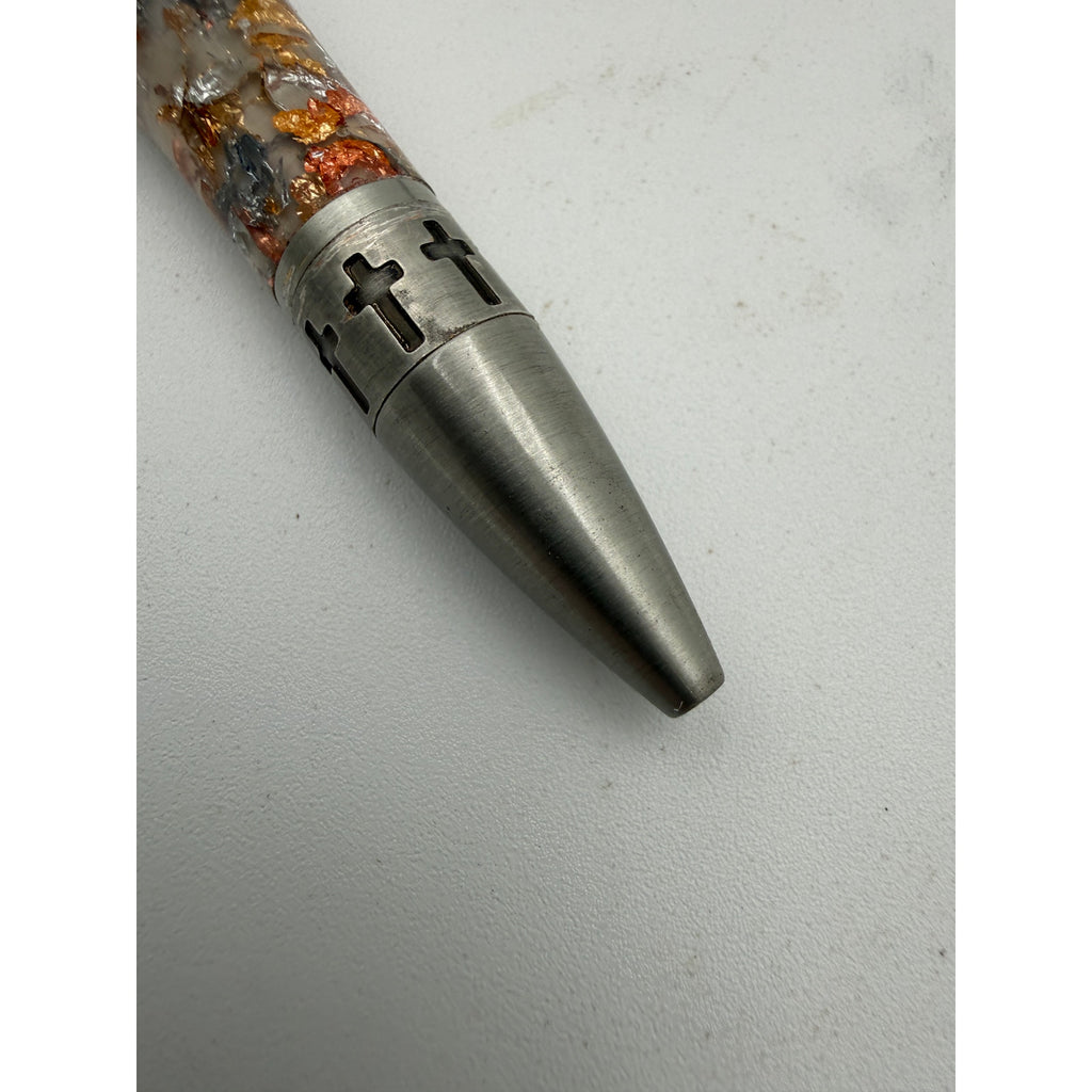 Premium Hand Turned Christian Pen, grapevine and clear epoxy body, metal cap engraved John 3:16, luxury writing gift for him