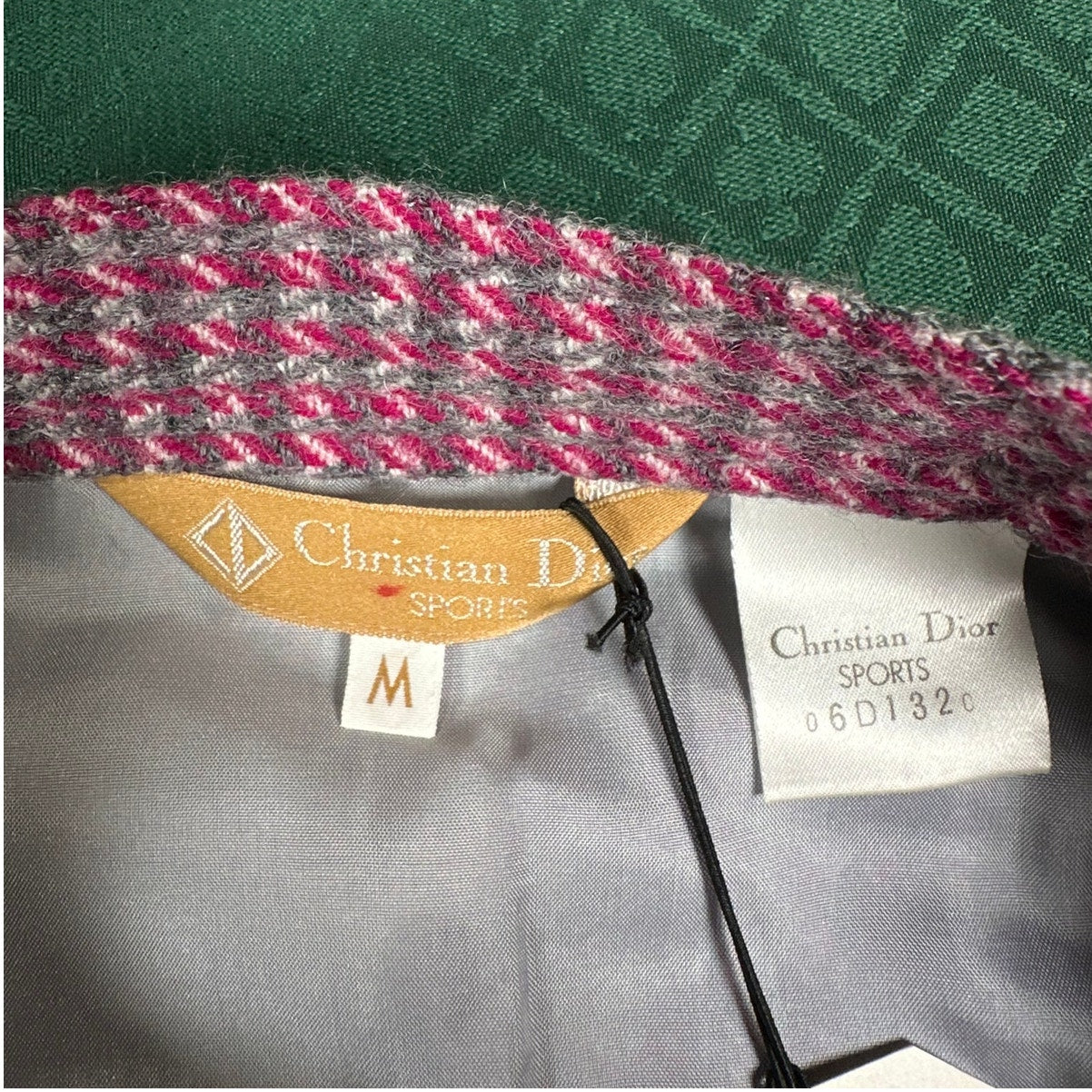 Christian Dior Vintage 1990s Tweed Skirt Burgundy Gray Size M