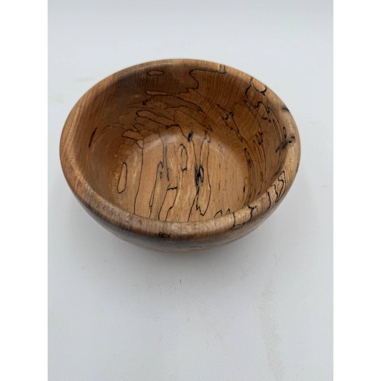 Spalted Maple Hand Turned Wooden Bowl, 5.75 x 2.75 in, food safe finish, decorative display, artisan made