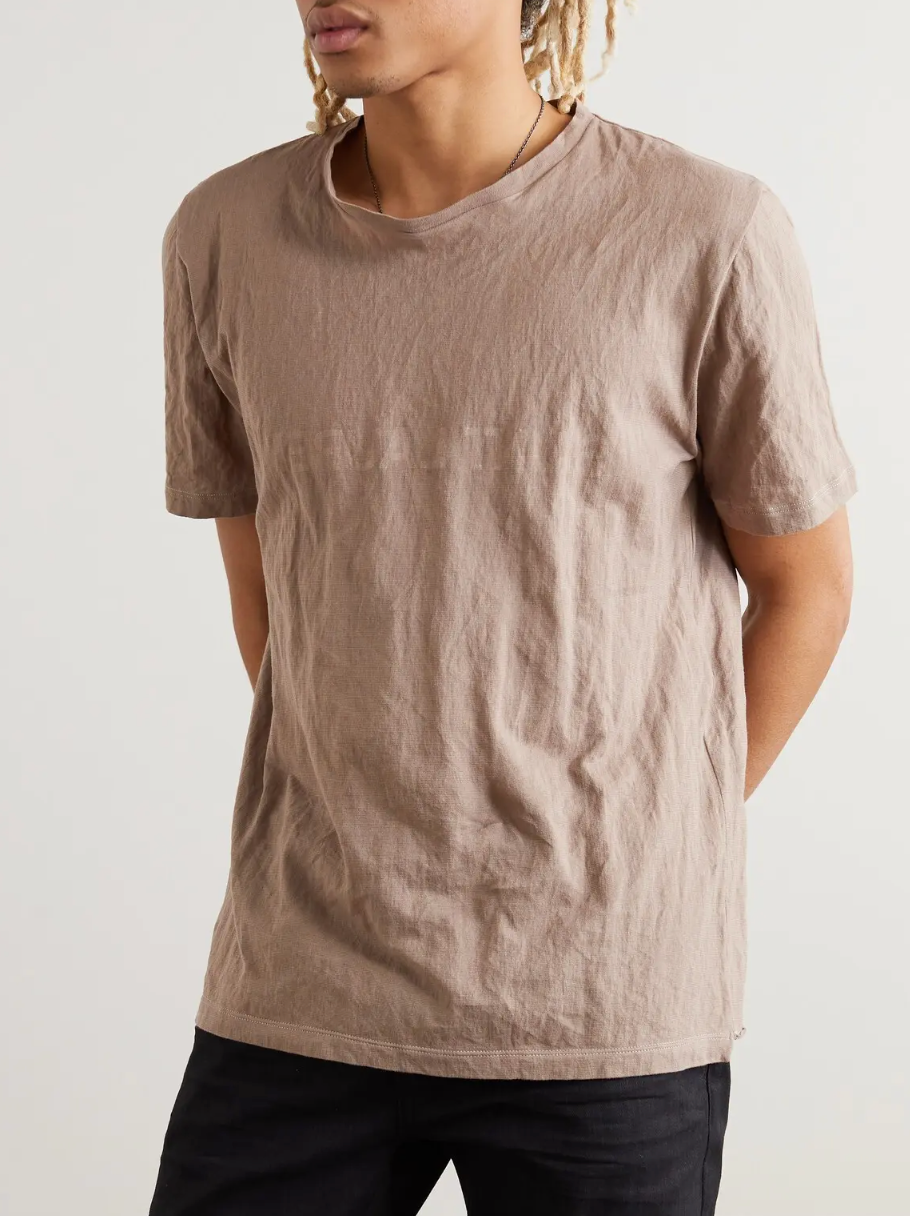 7364 - Saint Laurent Logo-print crinkled cotton-blend jersey t-shirt - Size XL - NWT