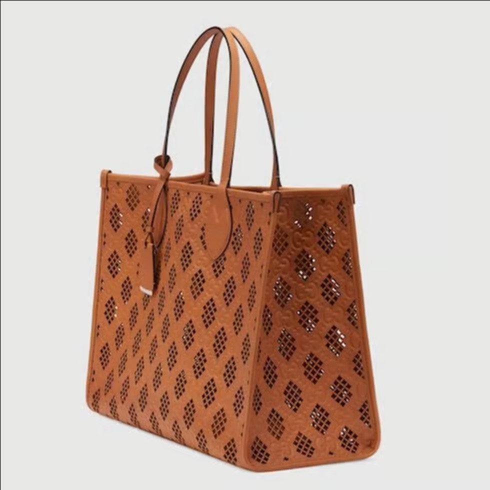 Gucci Ophidia Perforated Leather Tote Bag | Brown | NWT