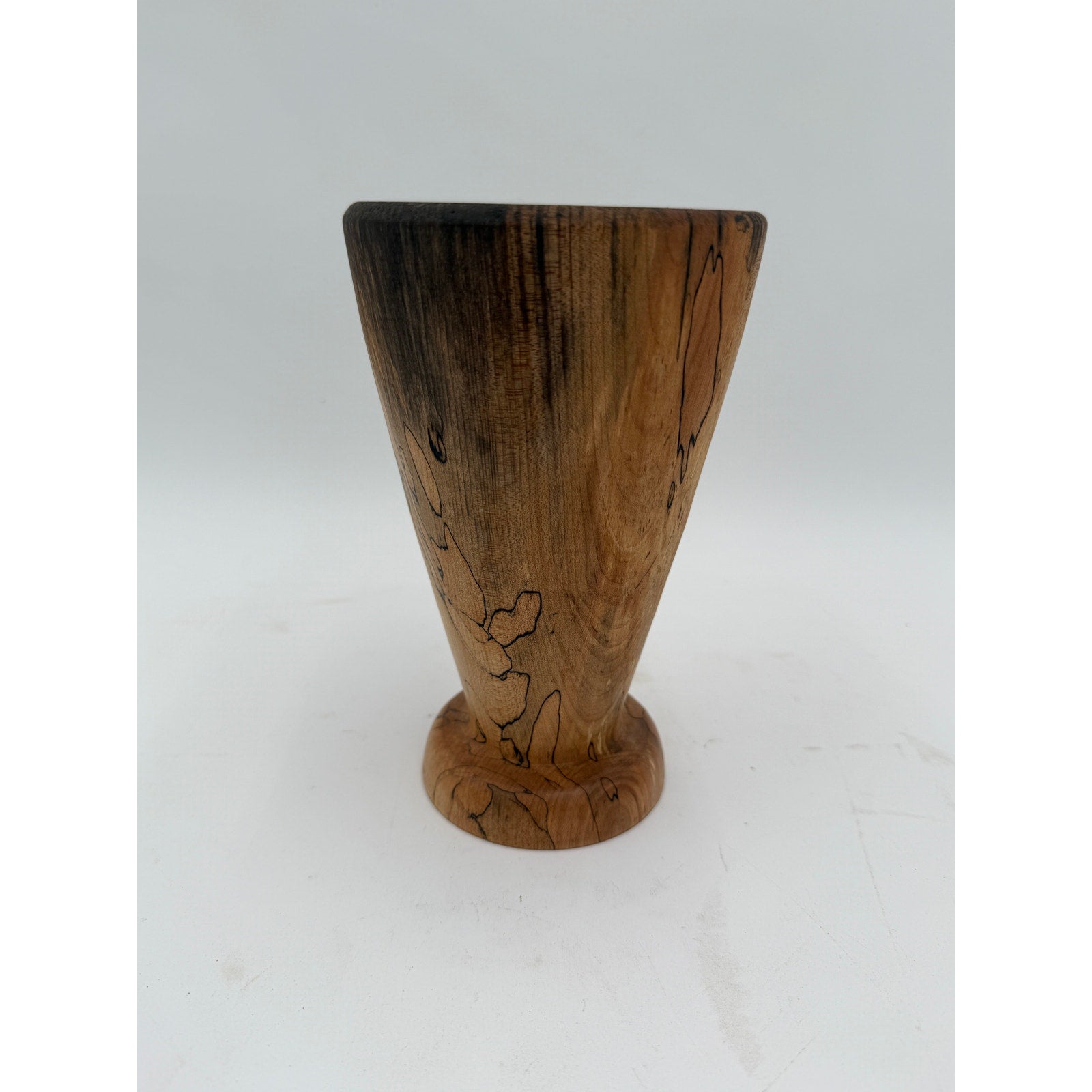 Hand Turned Spalted Maple Wood Vase 5 x 7.5, hardwood decor, handcrafted, natural grain, dried flower display