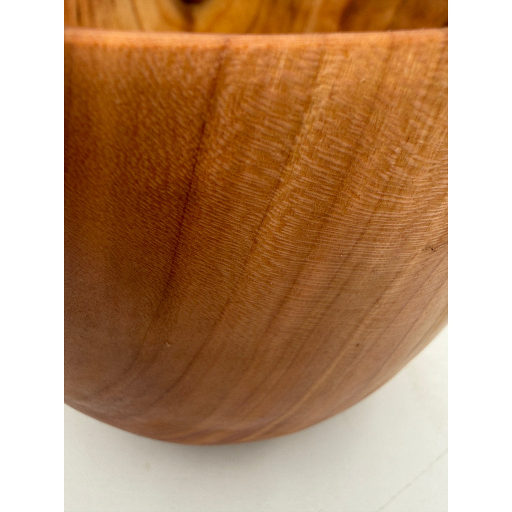 Hand Turned Cherry Wood Bowl with Live Edge, bark inclusion accent, from salvaged cherry log, 5.75" dia x 4.5" tall, hand crafted finish