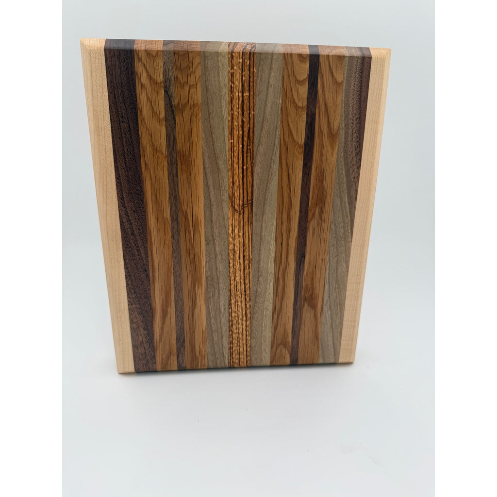 Handcrafted Edge Grain Cutting Board, Walnut Maple White Oak Tigerwood, 11.75 x 9.5 x 1.5 Inch