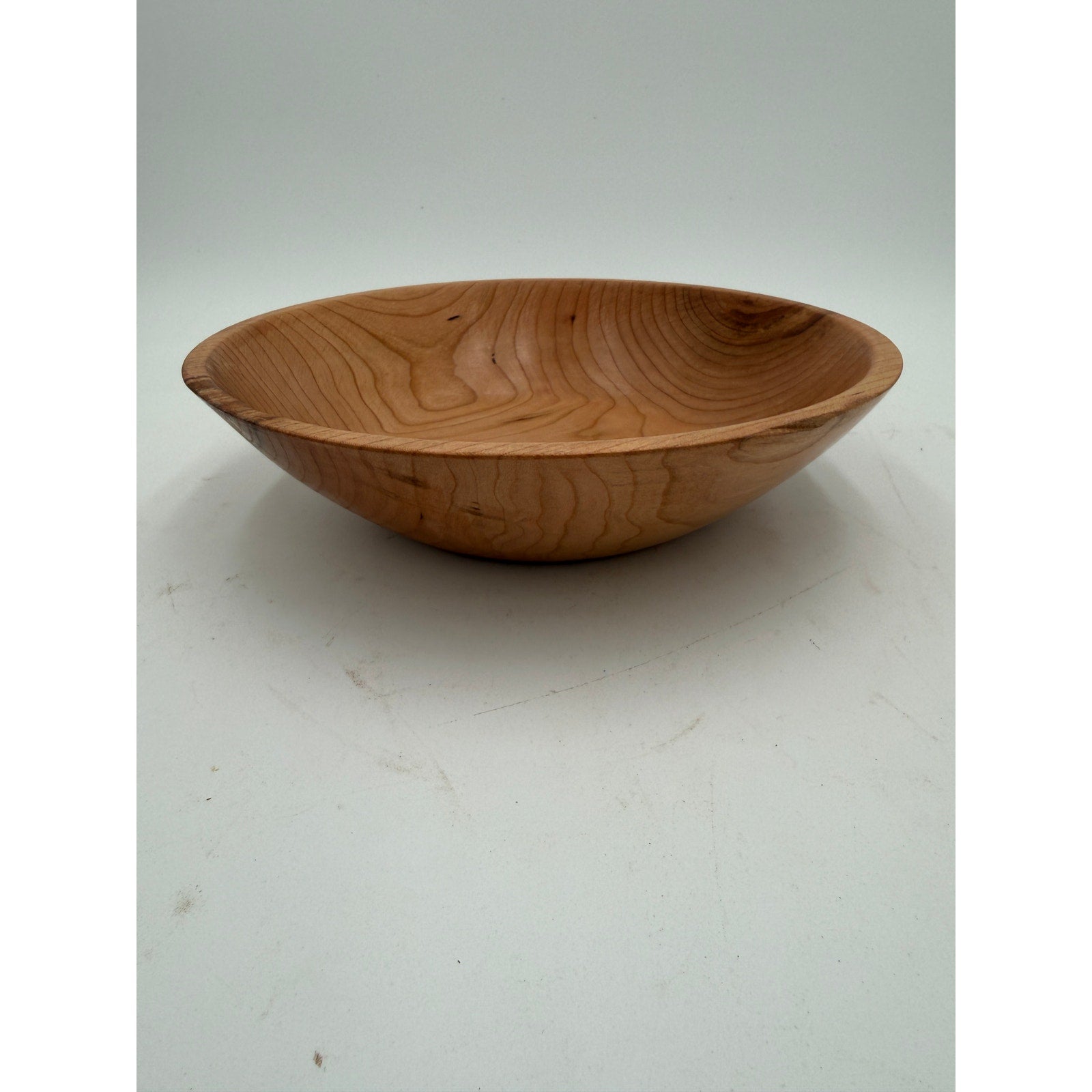 Hand Turned Cherry Wood Bowl, 9.5 x 2.25 Inches, Rustic Decor, SKU 1412