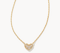 CURATED by Kira Kendra Scott Ari gold heart necklace featuring white CZ pavé crystals on a 14k gold over brass chain.