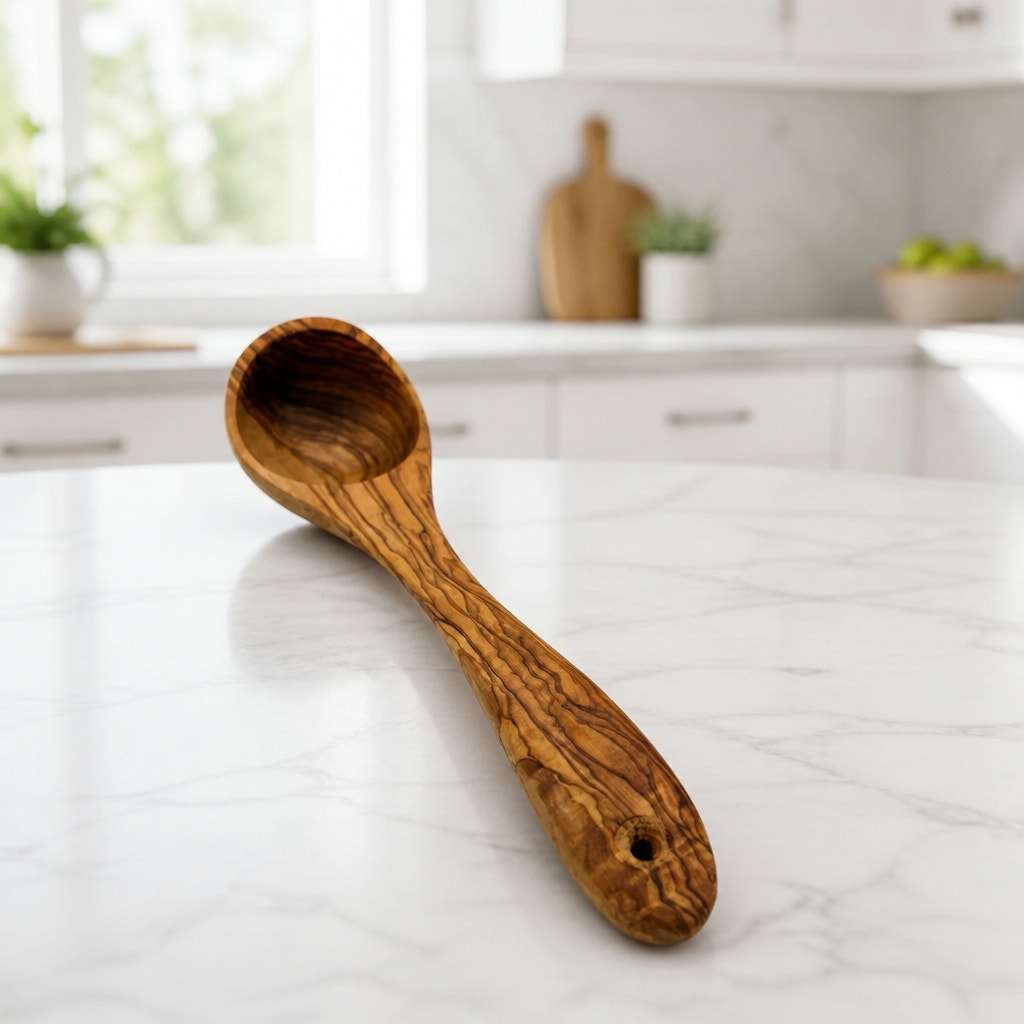 Handmade Olive Wood Kitchen Ladle, 9 or 12 Inch, Food Safe, Durable Utensil