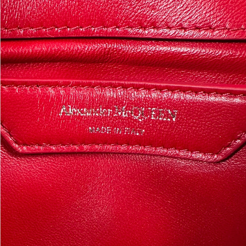 Alexander McQueen Small Seal Bag Blood Red Silver NWT