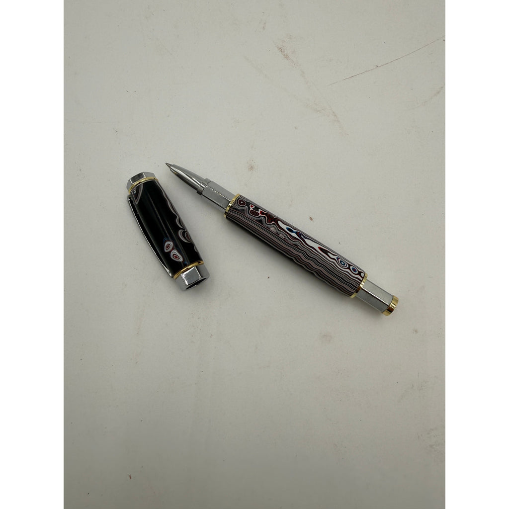 Hand Turned Fordite Rollerball Pen Gift Set, executive gift, hand crafted, rare fordite barrel, smooth writing, upgradeable refill
