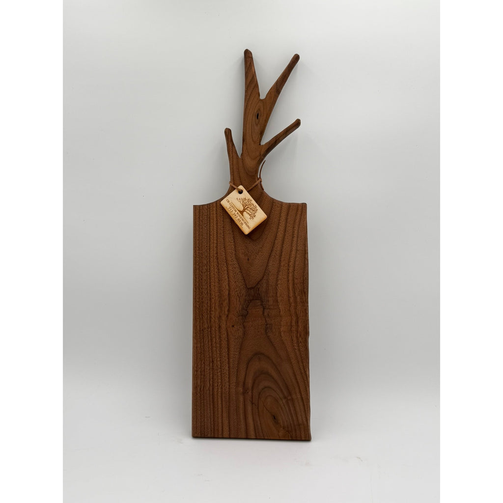 Walnut Charcuterie Board with Twig Handle, 22x6.5x1 size, decorative serving tray, functional kitchen gift, handmade USA
