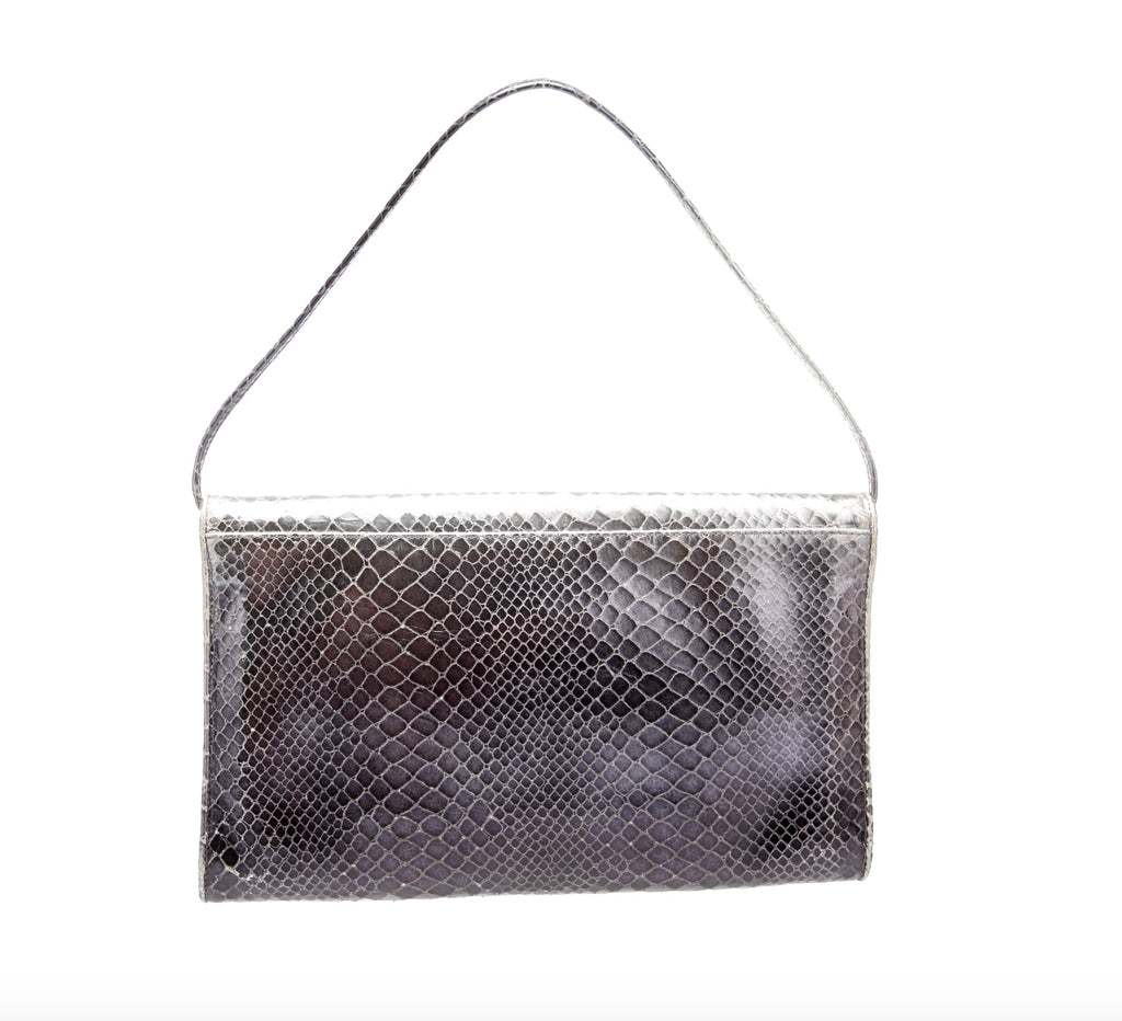 Stuart Weitzman Metallic Embossed Leather Shoulder Bag Clutch