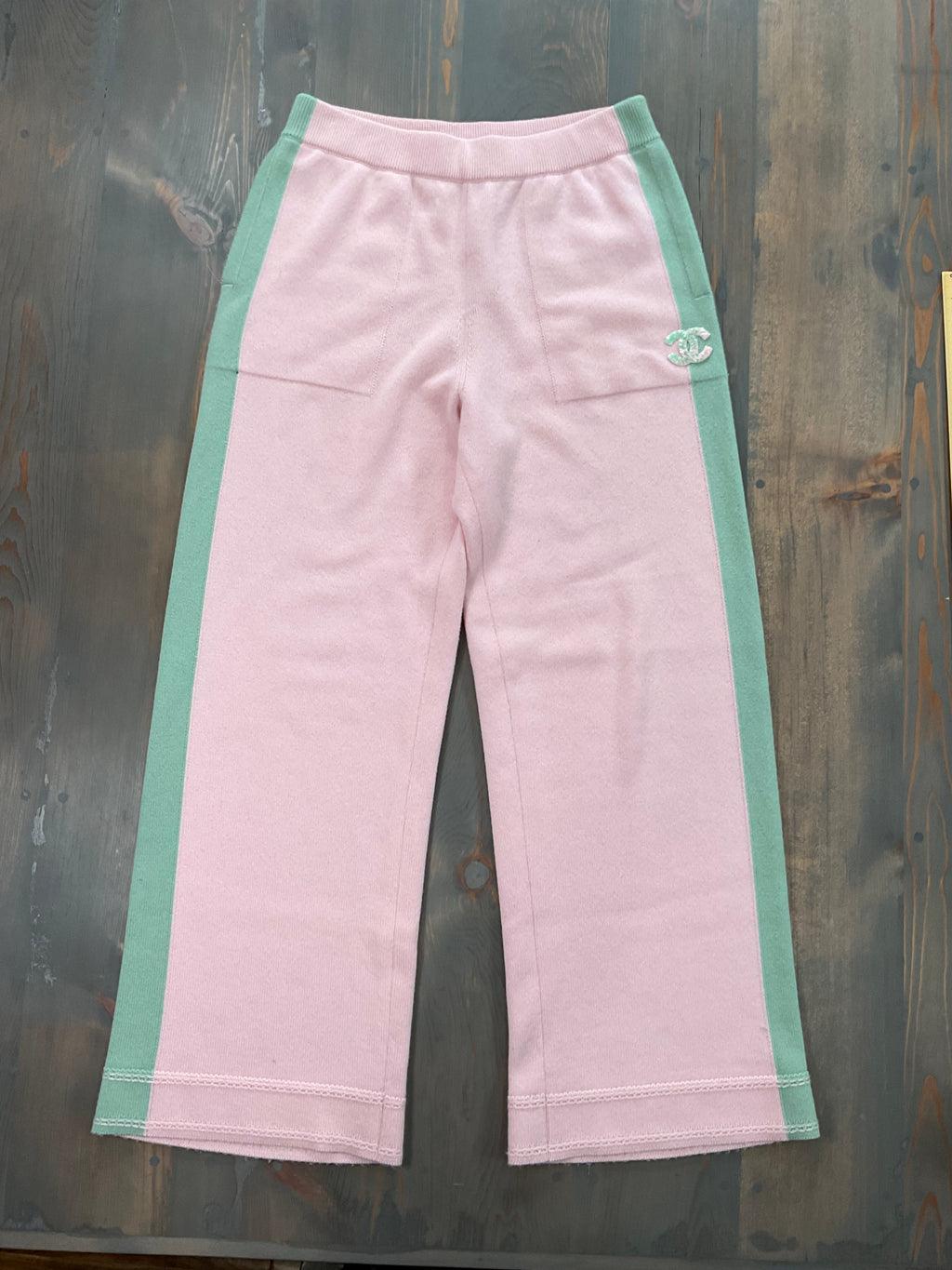 Chanel Cashmere Pants - Pink with Green Stripe