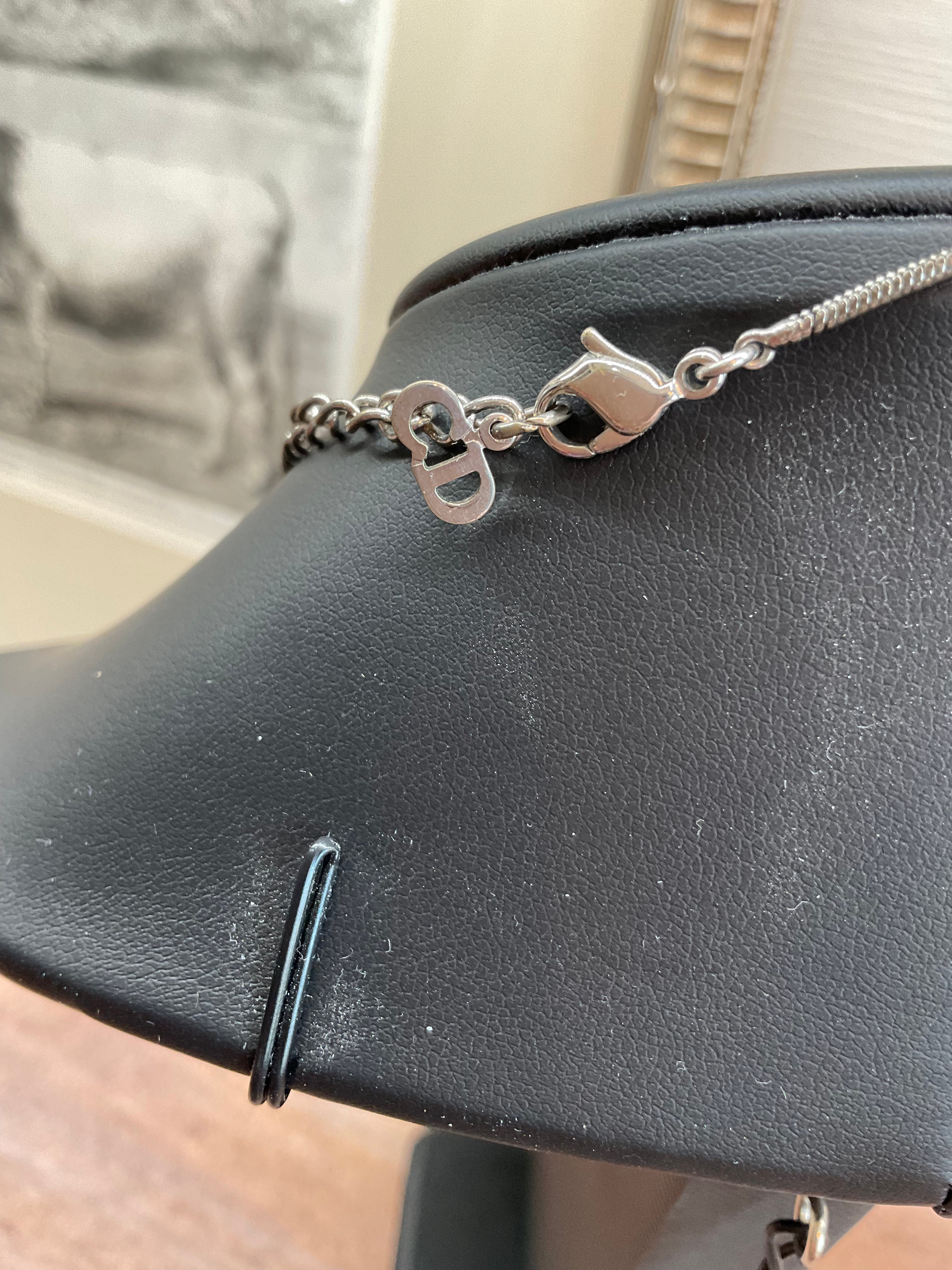 Vintage Dior Tag Necklace - Antique Silver