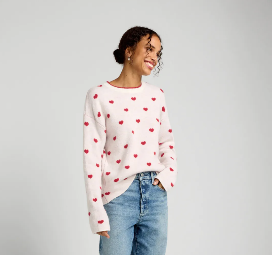 Splendid Lolly Hearts Jacquard Sweater - Size L - NWT